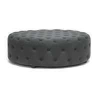 Baxton Studio 501-Gray-Otto Cardiff Dark Gray Linen Modern Tufted Ottoman